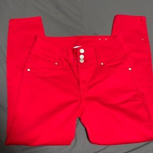 High rise red jeans